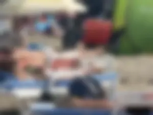 Hot ass topless beach girl with great tits lets her little brother oil up her ass in thong bikini