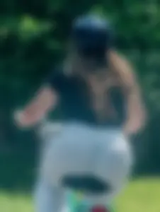 Bike ride in see through pants - THONG