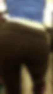 College Girl in Leggings Bending Over in Classroom - Booty Closeup Creepshot