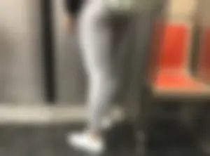 Girl in Grey Tights with Muscular Legs and Ass Subway Train Creepshot