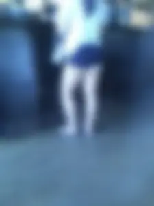 Girl With Chubby Legs in Shorts And Slippers Bar Creepshot