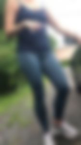 Hot late 40s striped yoga pants ass walking close up pt 3