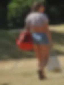 A bitch (and her dog) strips off her tight shorts [034]