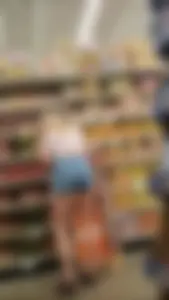 Blonde in jean shorts shopping OC
