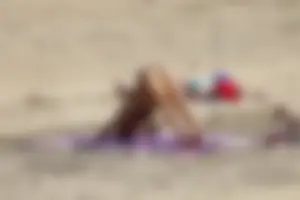 Sexy mix of girls in bikinis at the beach
