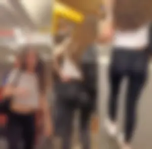 Great Skinny Ass And Slim Legs, Candid Girl in a Top And Leggings Creepshot