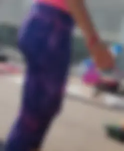 Girl in purple patterned leggings with a nice booty and vpl