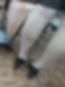 Teen in Skirt on High Heels Standing in Classroom Candid Photos