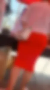 [OC]tight orange skirt transparent the line of her thong