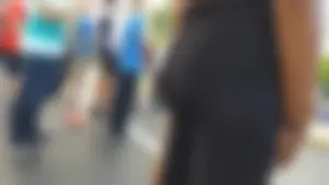 Skinny Teen in Tights on the Street Booty and Legs Closeup Photos