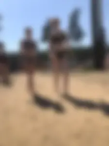 Wet Candid Girls in Swimsuits Walking Out of the Water at the Lake Beach Gallery