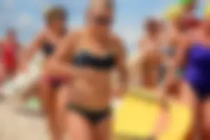 Lifeguard tournament girls on the beach