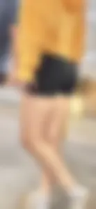 Cute blonde in black booty shorts