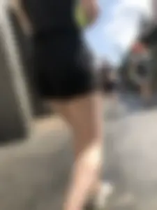 Blonde candid teen in shorts, great street creepsots