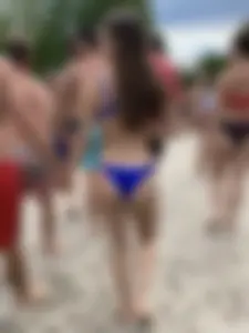 A Gorgeous Slim Candid Girl in a Blue Swimsuit Creepshots Series, Hot Flat Ass
