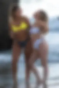 PAWG babe in thong bikini at the beach