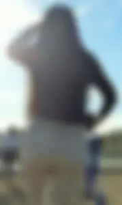 Sexy college student with slight camel toe