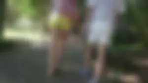 Milf in yellow shorts with vpl and a wedgie