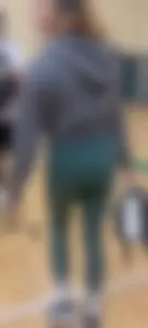 Tiny Asian leaving the gym in green leggings