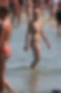 A bunch of sexy beach voyeur babes in bikinis, thongs and topless