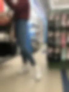 Cute Blonde Girl in Tight Blue Jeans Store Candid