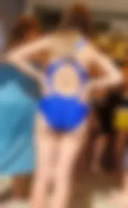 Hot Chick in a Blue One-Piece Swimsuit Creepshot