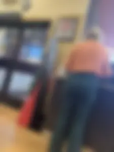 Wedged up work pants blonde milf