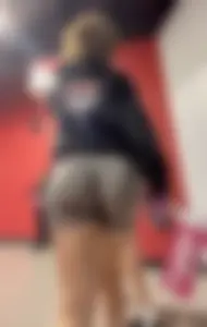 Tight Grey Gym Shorts (Crazy Vpl and Bends Over)