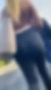 Cute slim college girl in leggings + VTL