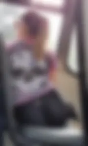 Shiny leggings on the bus