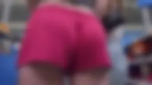 Tall College Chick w/ Wedgie In Tiny Pink Shorts (OC)