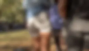 Tight ass in gray leggings bodysuit