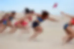 Lifeguard tournament girls on the beach
