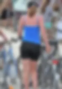 Cute teen bike rider in spandex shorts with a nice ass and vpl