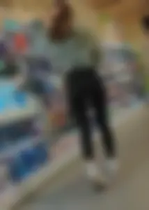 Slim girl with good body in black leggings