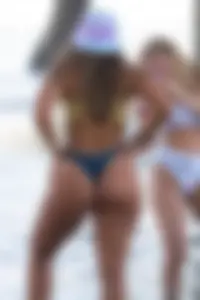PAWG babe in thong bikini at the beach