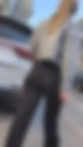 Hot blonde girl in tight black pants (oc)