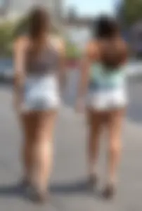 2 sexy friends in cut off shorts in Las Vegas
