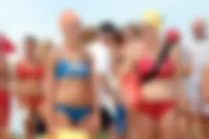Lifeguard tournament girls on the beach