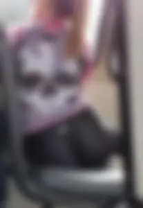 Shiny leggings on the bus