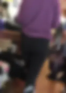 Pink employee with a perfectly round ass in leggings