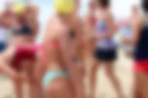 Lifeguard tournament girls on the beach