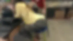College Girl in Tights Leaning on a Desk - Hot Candid Booty
