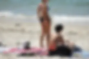 Sexy ass girl with a perfect body in her bikini on the beach