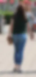 Redhead booty walking in tight jeans