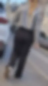 Hot blonde girl in tight black pants (oc)