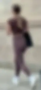Sporty teen in brown tight yoga pants