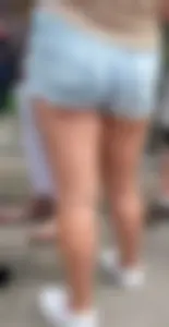 Blonde teen tan legs lil shorts