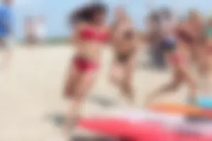Lifeguard tournament girls on the beach