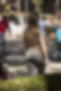 Big Chubby Booty in Grey Tights on the Street Creepshots Collection